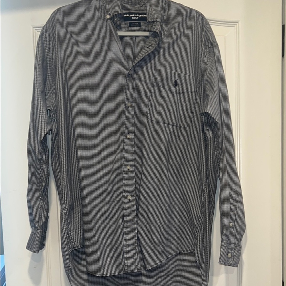 Polo Ralph Lauren Men's Black & White Gingham Cotton Button-Up Long Sleeve Shirt